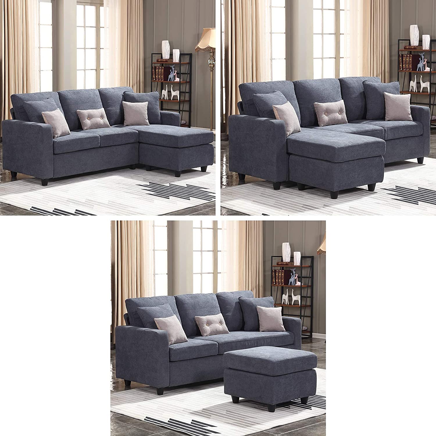 L-Shaped Couch, HONBAY Convertible Sectional Sofa Couch